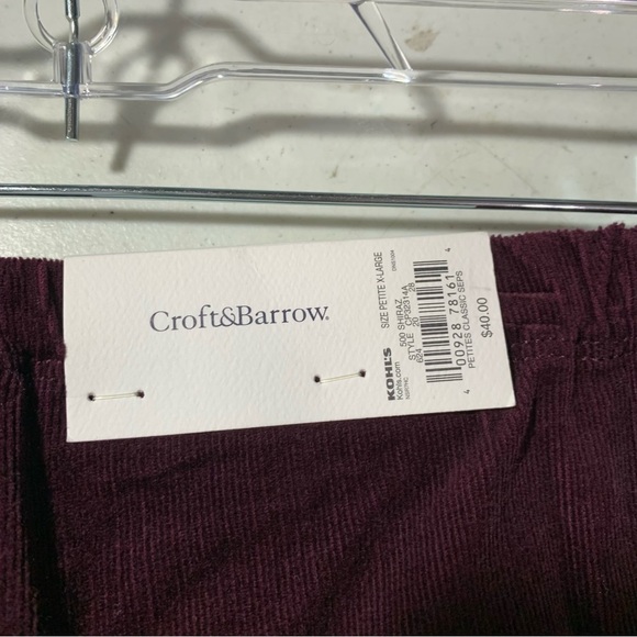 New Croft & Barrow Womens Stretch Corduroy Pants size XLP maroon Pull on BNWT - Picture 5 of 7
